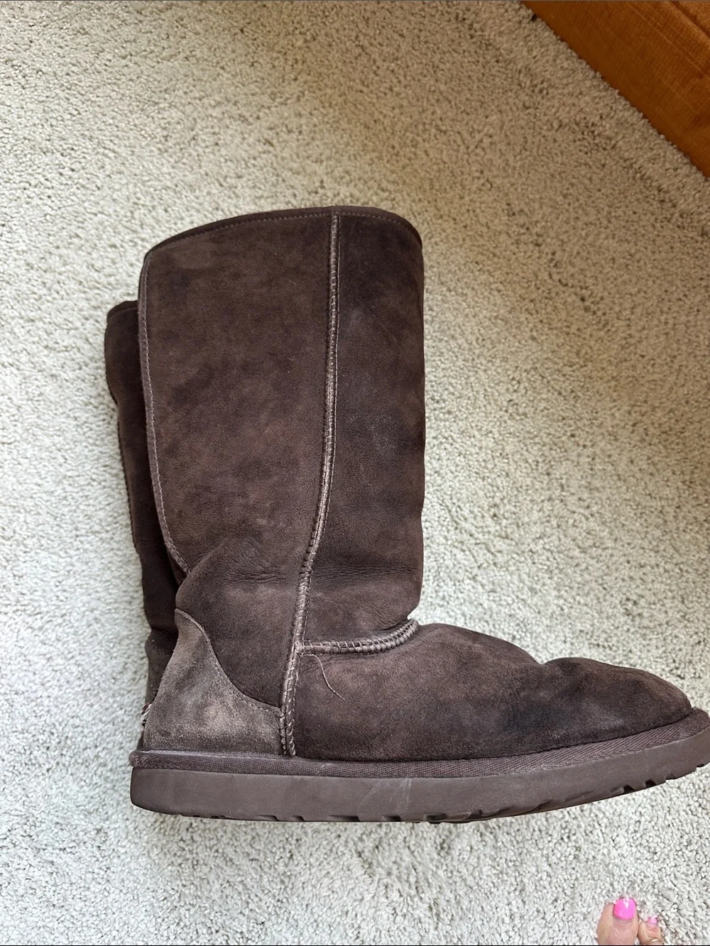 UGG Brown Suede Mid-Calf Shearling Boots
